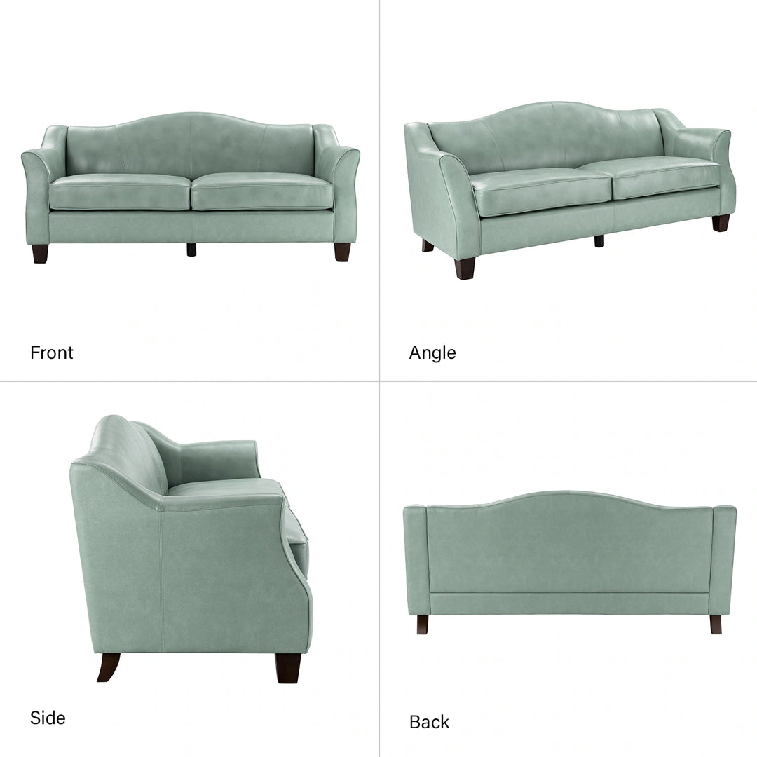 Sandra 81.5" Classic Genuine Leather Sofa with Solid Wood Legs by