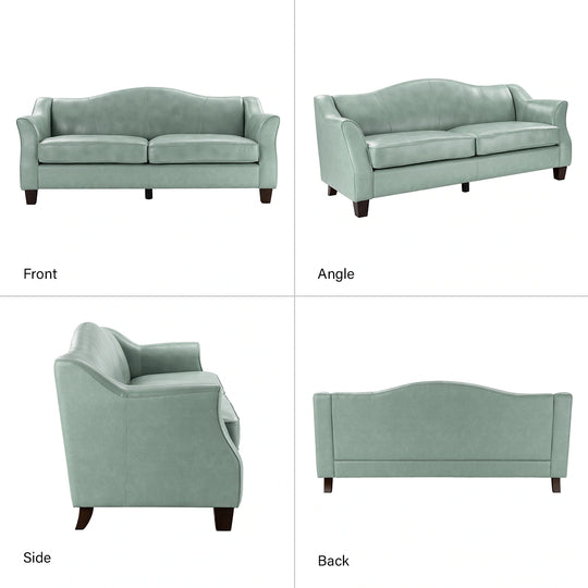 Sandra 81.5" Classic Genuine Leather Sofa with Solid Wood Legs by