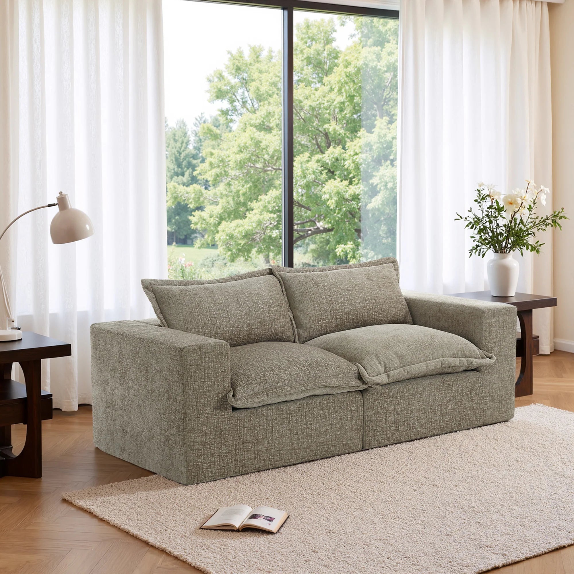 No Assembly Chenille Modular Sectional Sofa Comfy Cloud Couch