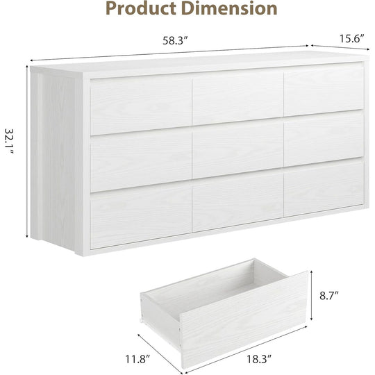 7-Drawer Dresser for Bedroom,Wide Wood Chest with Handle-Free Design,Modern Storage Cabinet for Living Room or Entryway