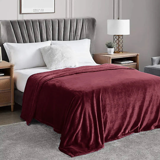 Cozy Microfiber Extra Soft Solid Color Throw Bed Blanket