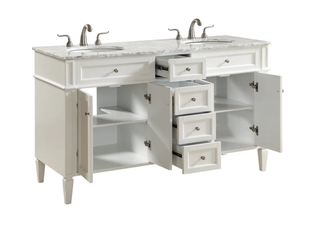 Rivers 60'' Double Bathroom Vanity with Marble Top
