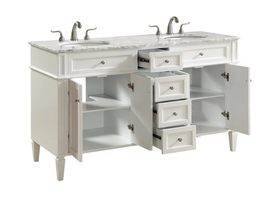 Rivers 60'' Double Bathroom Vanity with Marble Top