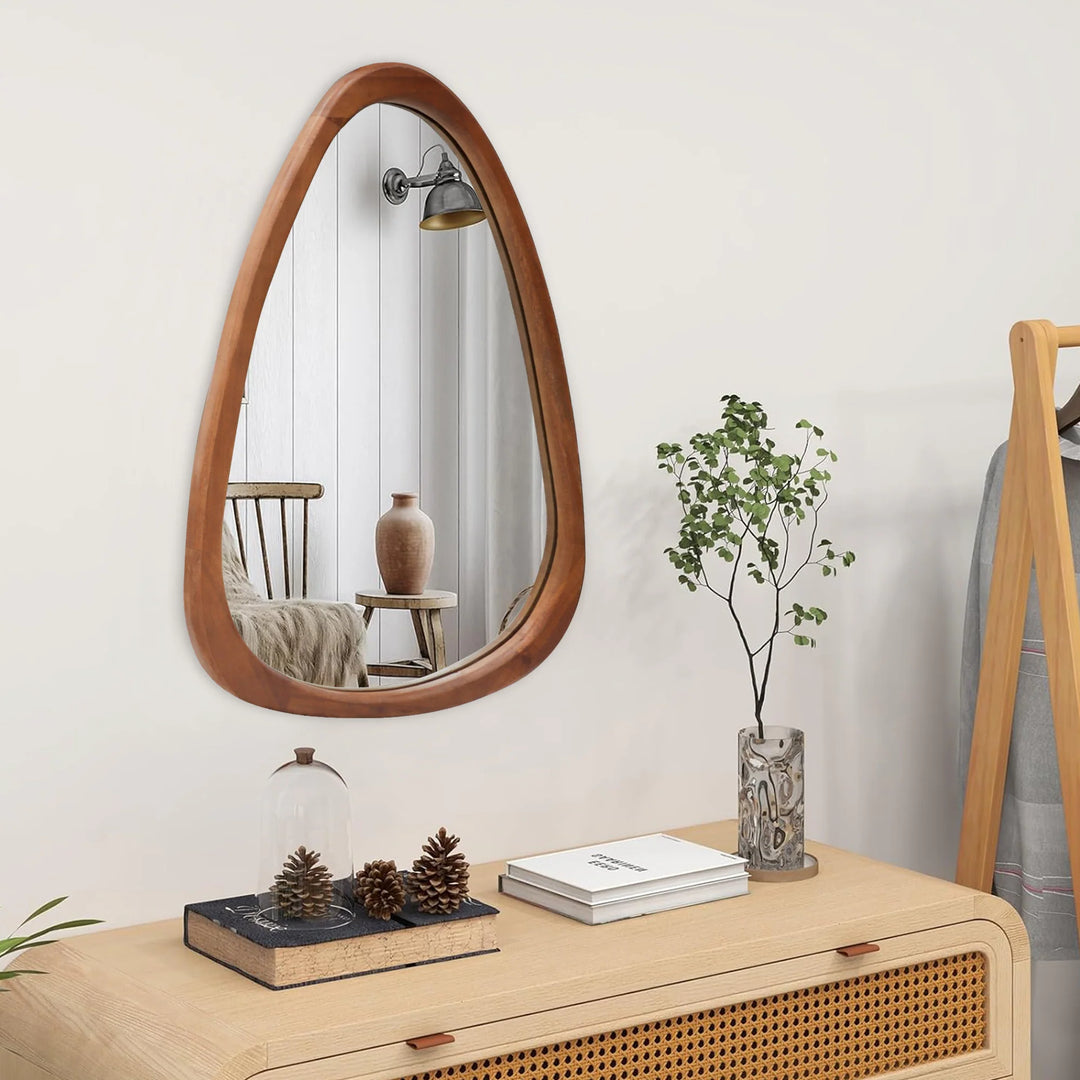 Irregular Mirror Asymmetrical Wood Wall Mirror
