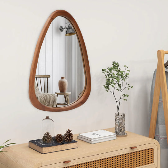 Irregular Mirror Asymmetrical Wood Wall Mirror