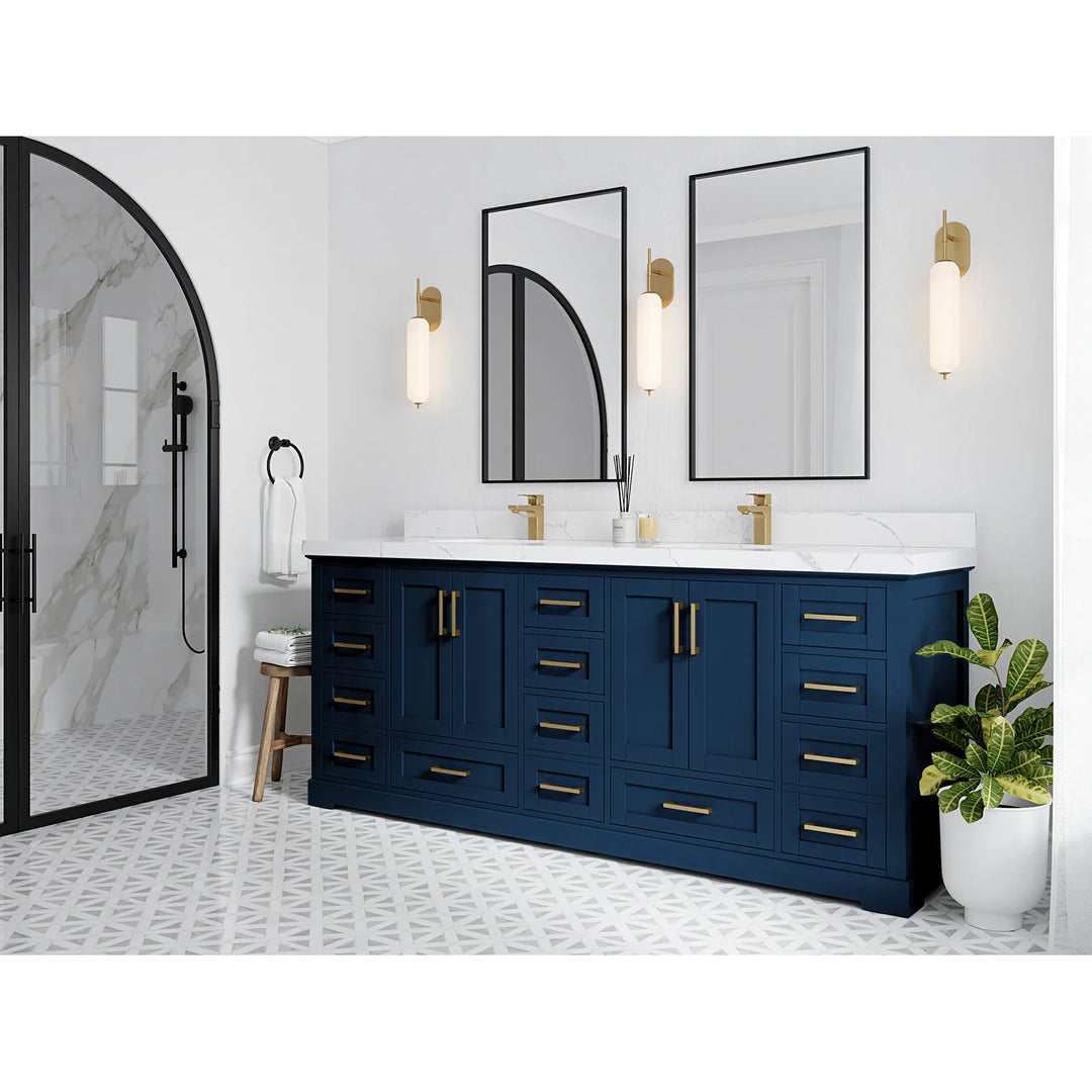 Willow Collection 84 in W X 22 in D X 36 in H Boston Double Bowl Sink Bathroom Vanity with Countertop