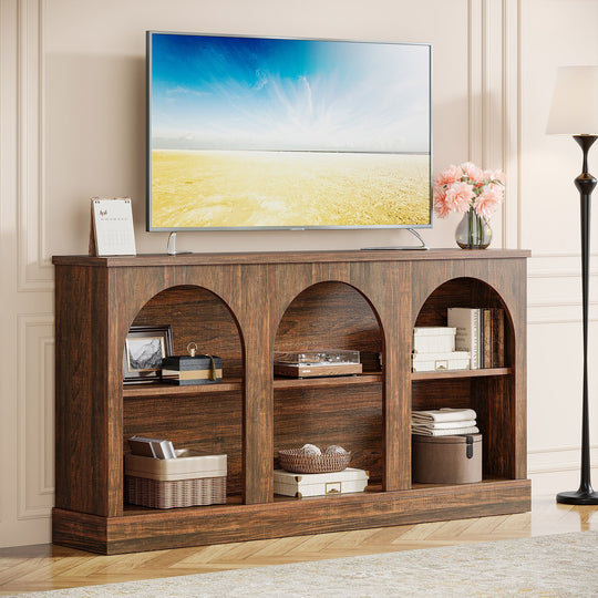 Farmhouse TV Stand for Tvs up to 65 Inches, Farmhouse Entertainment Center with Storage