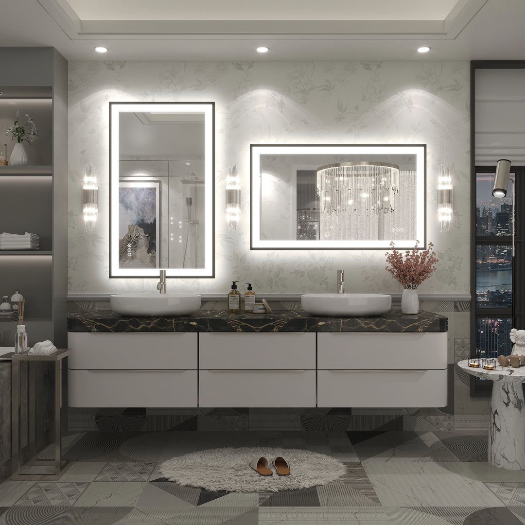 Extra Large Black Frame LED Bathroom Vanity Mirror with 3 Years Warranty and UL Certified