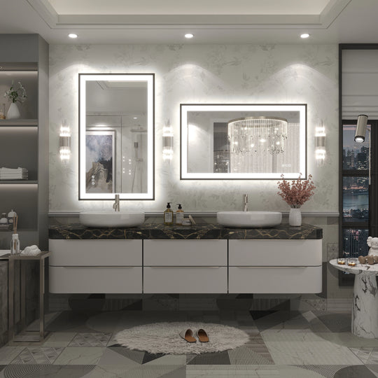 Extra Large Black Frame LED Bathroom Vanity Mirror with 3 Years Warranty and UL Certified
