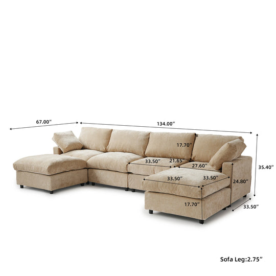 Modern Cloud Sectional Couches for Living Room Set, Chenille U-Shaped Sofa Couch