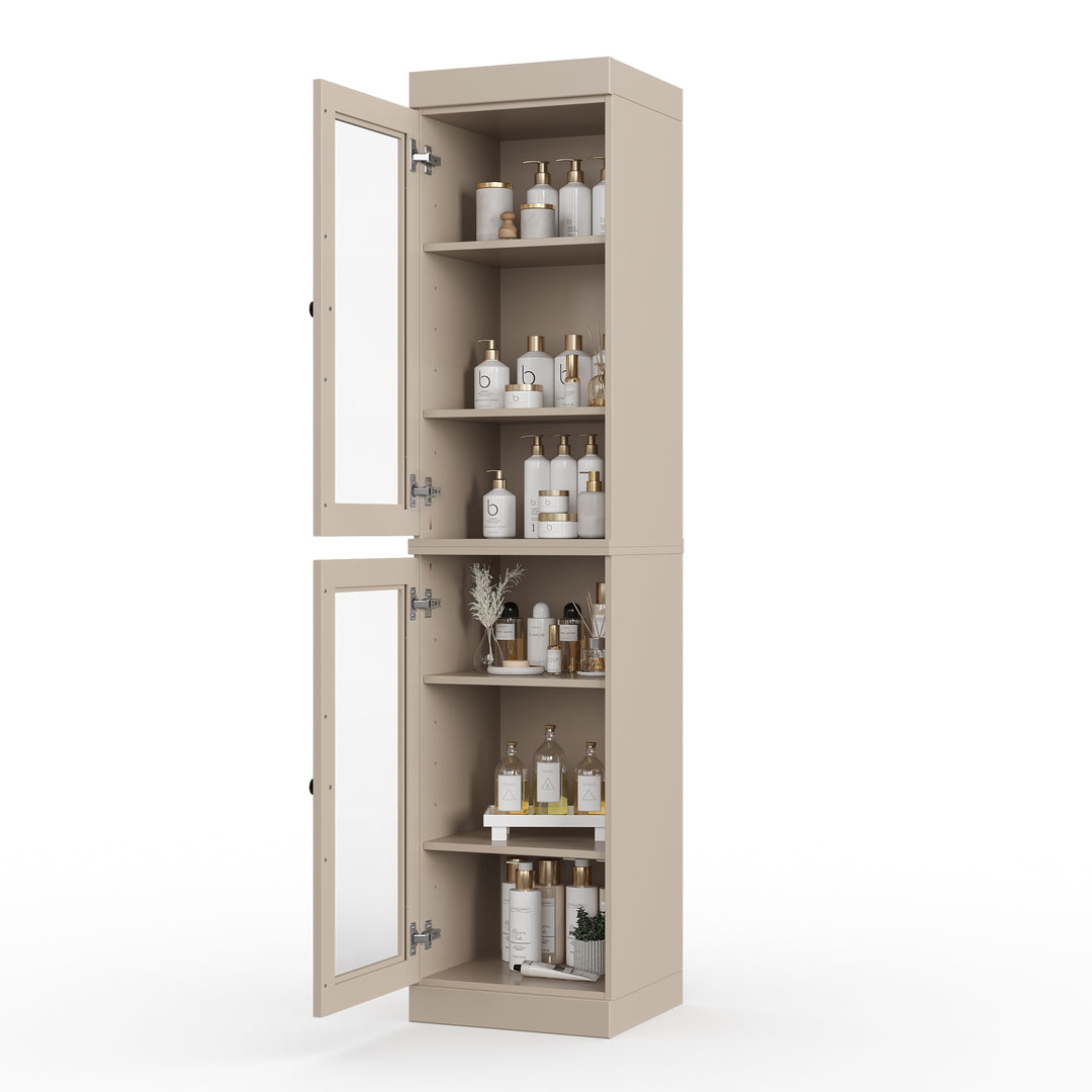 100% Solid Wood Bathroom Storage Cabinet, Adjustable Shelves, 16.5" Wide, 35.75" Tall