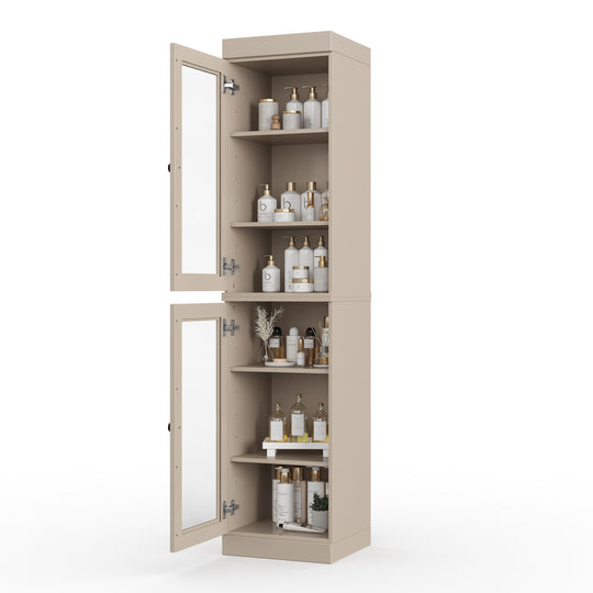 100% Solid Wood Bathroom Storage Cabinet, Adjustable Shelves, 16.5" Wide, 35.75" Tall