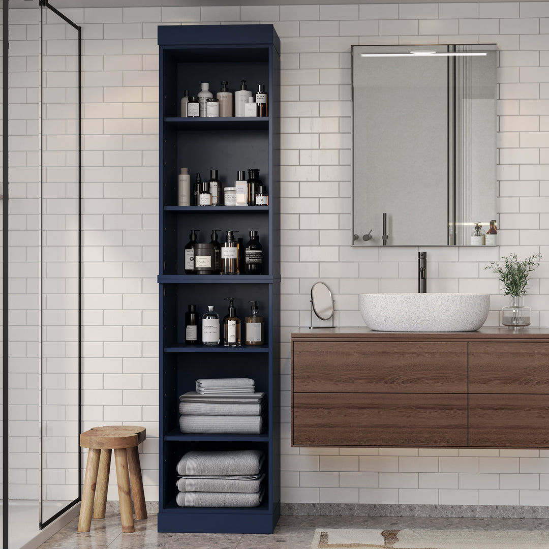 100% Solid Wood Bathroom Storage Cabinet, Adjustable Shelves, 16.5" Wide, 35.75" Tall