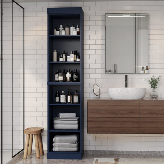 100% Solid Wood Bathroom Storage Cabinet, Adjustable Shelves, 16.5" Wide, 35.75" Tall