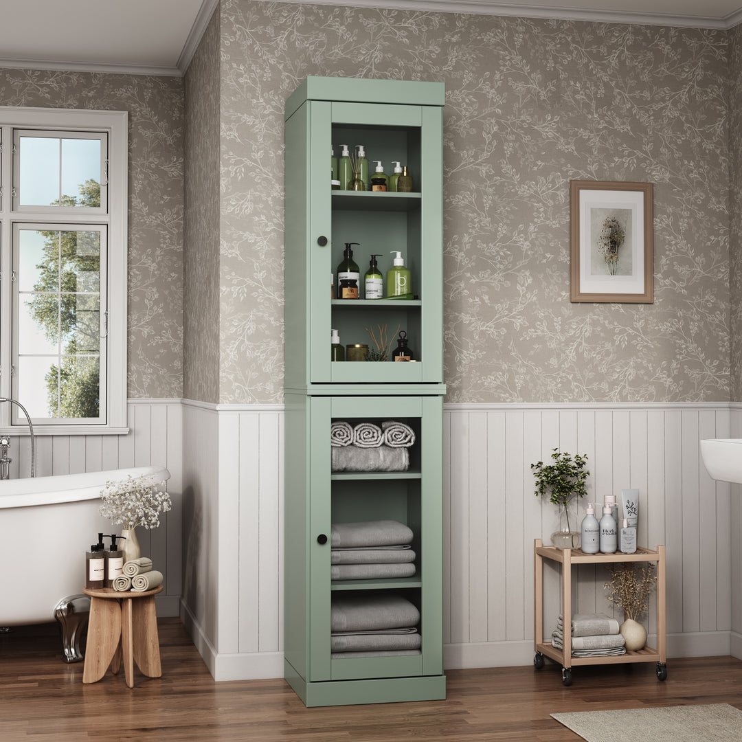 100% Solid Wood Bathroom Storage Cabinet, Adjustable Shelves, 16.5" Wide, 35.75" Tall