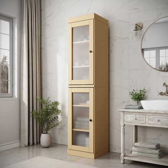 100% Solid Wood Bathroom Storage Cabinet, Adjustable Shelves, 16.5" Wide, 35.75" Tall