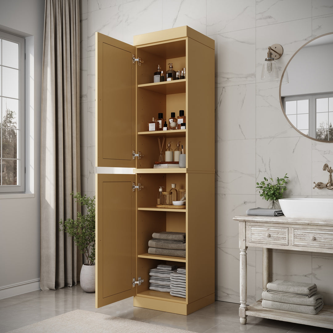 100% Solid Wood Bathroom Storage Cabinet, Adjustable Shelves, 16.5" Wide, 35.75" Tall