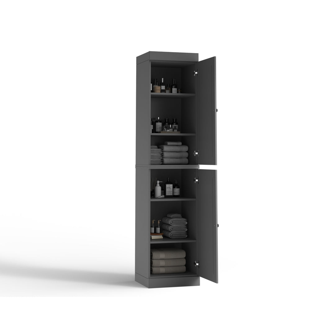 100% Solid Wood Bathroom Storage Cabinet, Adjustable Shelves, 16.5" Wide, 35.75" Tall
