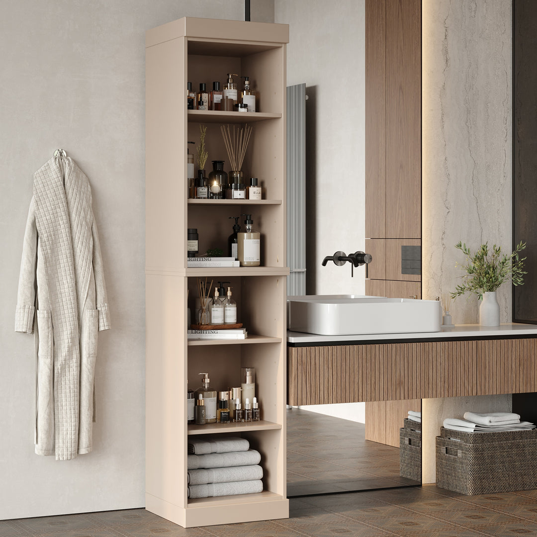 100% Solid Wood Bathroom Storage Cabinet, Adjustable Shelves, 16.5" Wide, 35.75" Tall