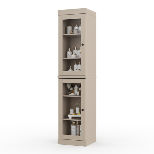 100% Solid Wood Bathroom Storage Cabinet, Adjustable Shelves, 16.5" Wide, 35.75" Tall