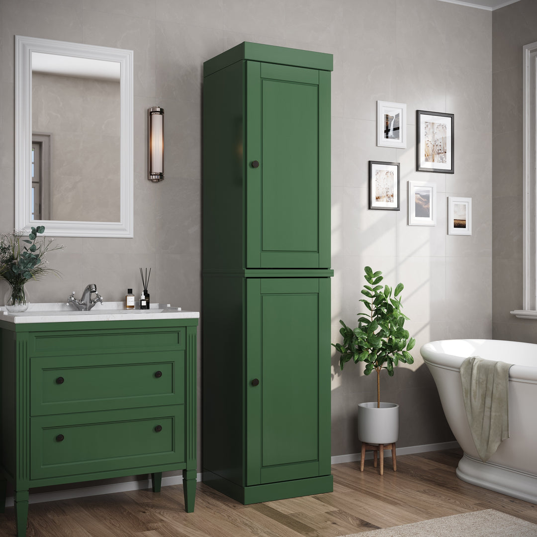 100% Solid Wood Bathroom Storage Cabinet, Adjustable Shelves, 16.5" Wide, 35.75" Tall