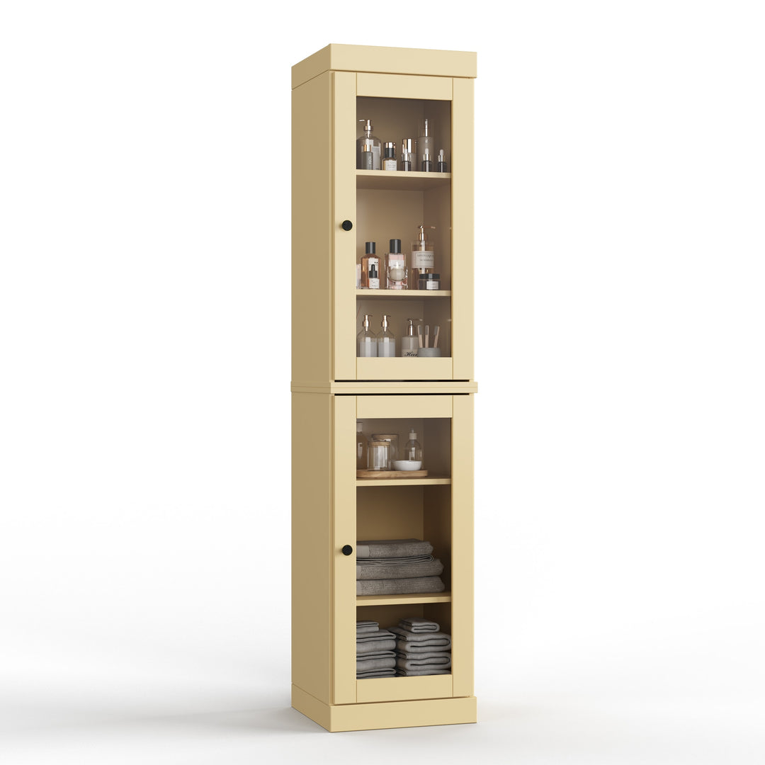 100% Solid Wood Bathroom Storage Cabinet, Adjustable Shelves, 16.5" Wide, 35.75" Tall