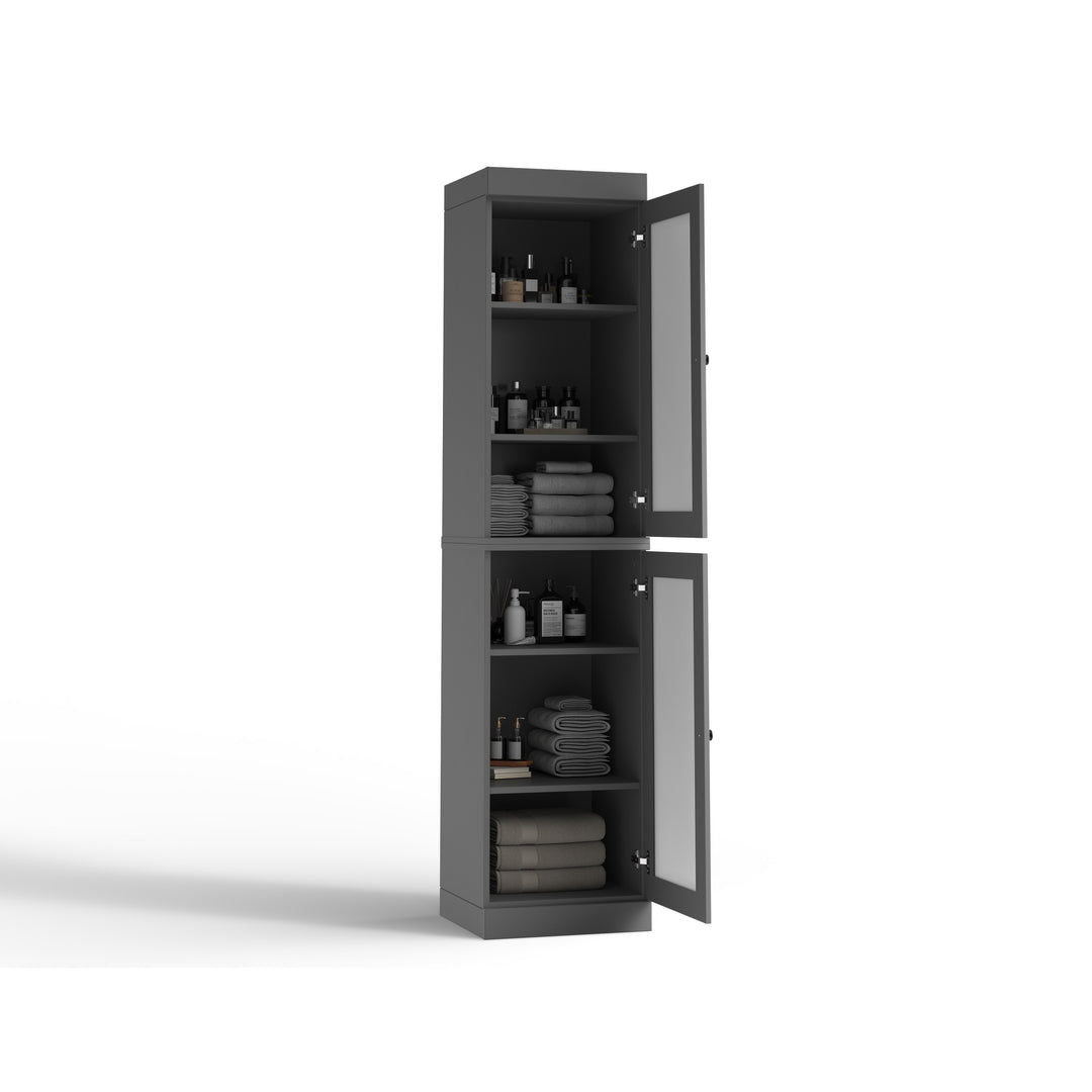 100% Solid Wood Bathroom Storage Cabinet, Adjustable Shelves, 16.5" Wide, 35.75" Tall