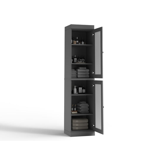 100% Solid Wood Bathroom Storage Cabinet, Adjustable Shelves, 16.5" Wide, 35.75" Tall