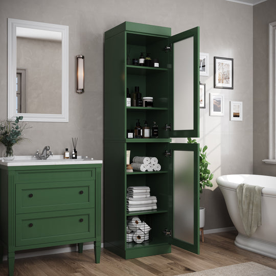 100% Solid Wood Bathroom Storage Cabinet, Adjustable Shelves, 16.5" Wide, 35.75" Tall