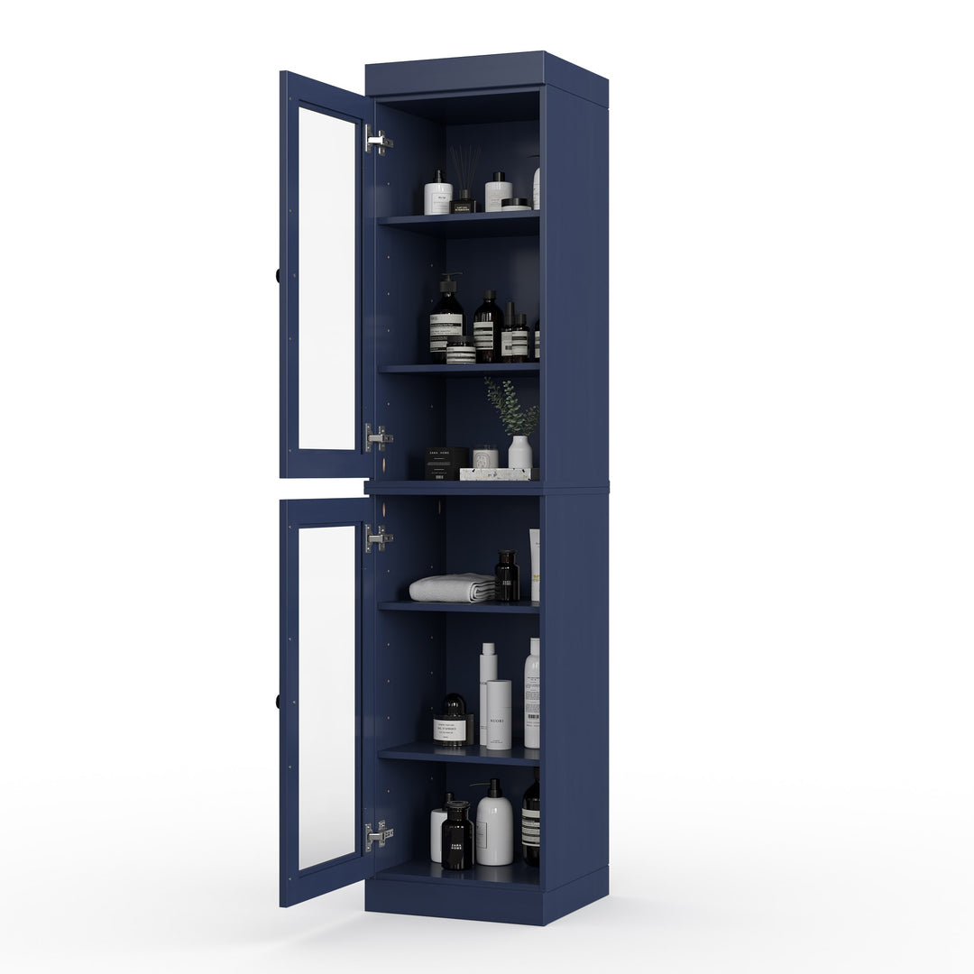 100% Solid Wood Bathroom Storage Cabinet, Adjustable Shelves, 16.5" Wide, 35.75" Tall