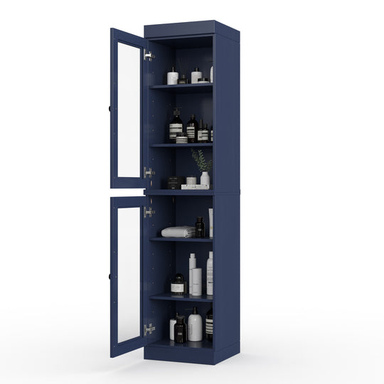 100% Solid Wood Bathroom Storage Cabinet, Adjustable Shelves, 16.5" Wide, 35.75" Tall