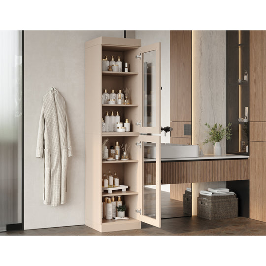 100% Solid Wood Bathroom Storage Cabinet, Adjustable Shelves, 16.5" Wide, 35.75" Tall