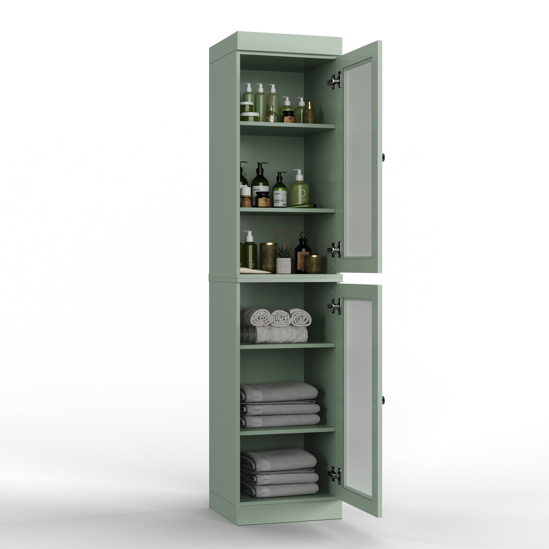 100% Solid Wood Bathroom Storage Cabinet, Adjustable Shelves, 16.5" Wide, 35.75" Tall