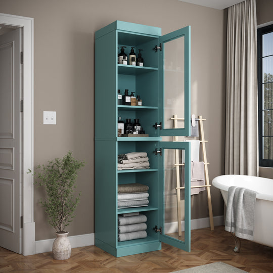 100% Solid Wood Bathroom Storage Cabinet, Adjustable Shelves, 16.5" Wide, 35.75" Tall