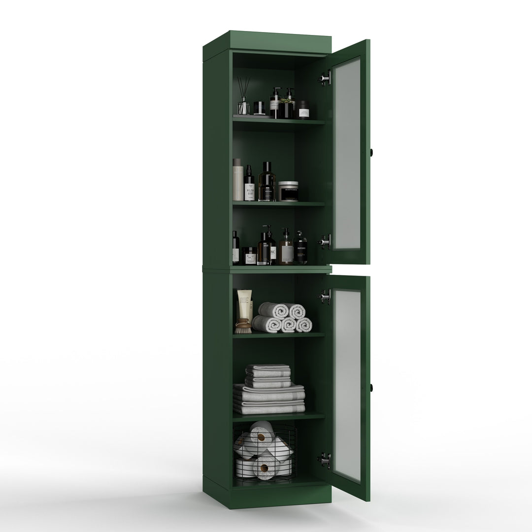 100% Solid Wood Bathroom Storage Cabinet, Adjustable Shelves, 16.5" Wide, 35.75" Tall