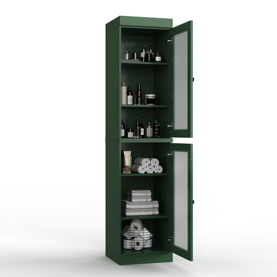 100% Solid Wood Bathroom Storage Cabinet, Adjustable Shelves, 16.5" Wide, 35.75" Tall