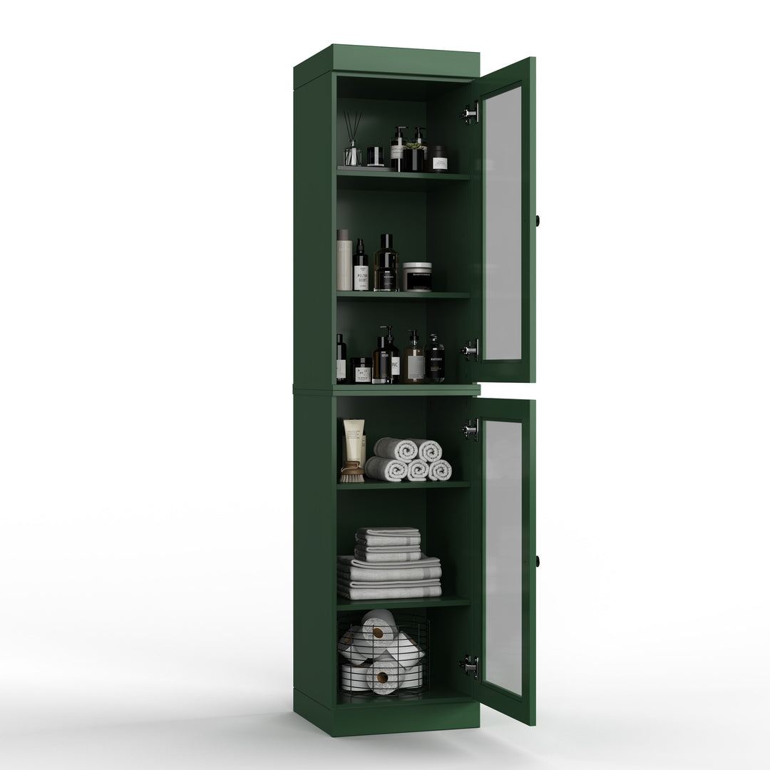 100% Solid Wood Bathroom Storage Cabinet, Adjustable Shelves, 16.5" Wide, 35.75" Tall