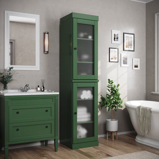 100% Solid Wood Bathroom Storage Cabinet, Adjustable Shelves, 16.5" Wide, 35.75" Tall