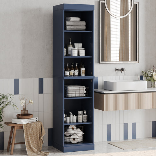 100% Solid Wood Bathroom Storage Cabinet, Adjustable Shelves, 16.5" Wide, 35.75" Tall
