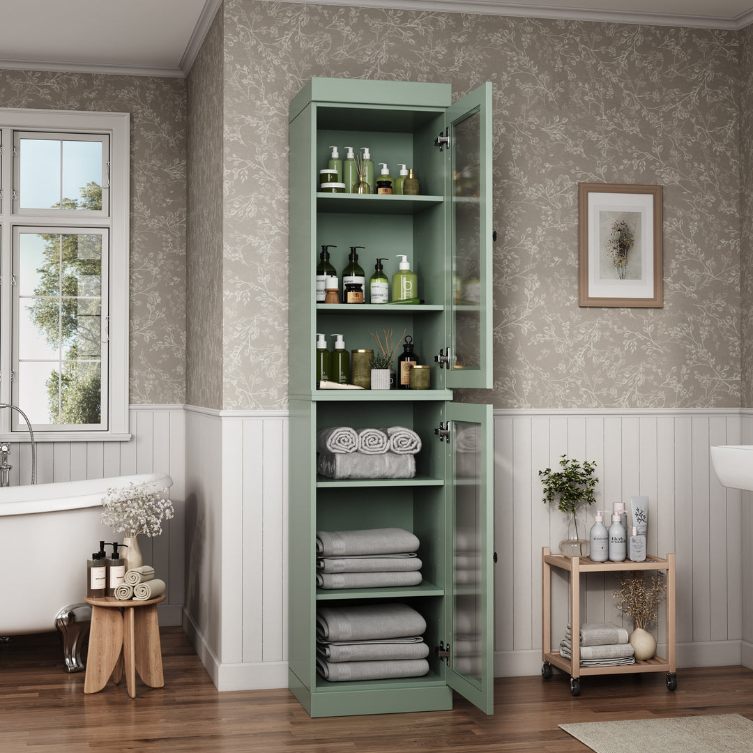100% Solid Wood Bathroom Storage Cabinet, Adjustable Shelves, 16.5" Wide, 35.75" Tall