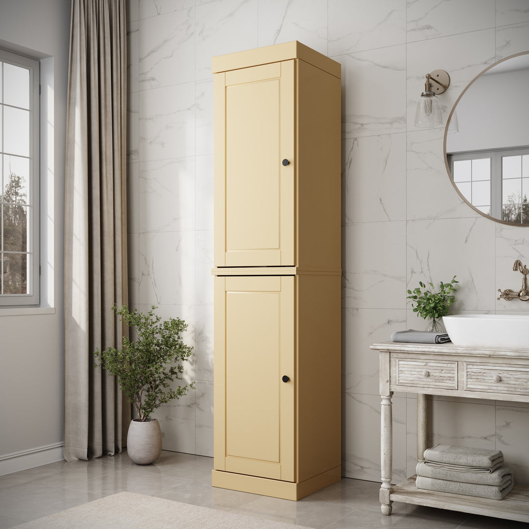 100% Solid Wood Bathroom Storage Cabinet, Adjustable Shelves, 16.5" Wide, 35.75" Tall