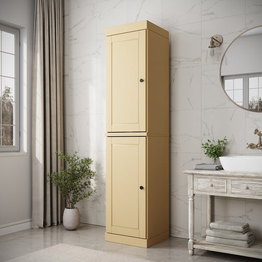 100% Solid Wood Bathroom Storage Cabinet, Adjustable Shelves, 16.5" Wide, 35.75" Tall