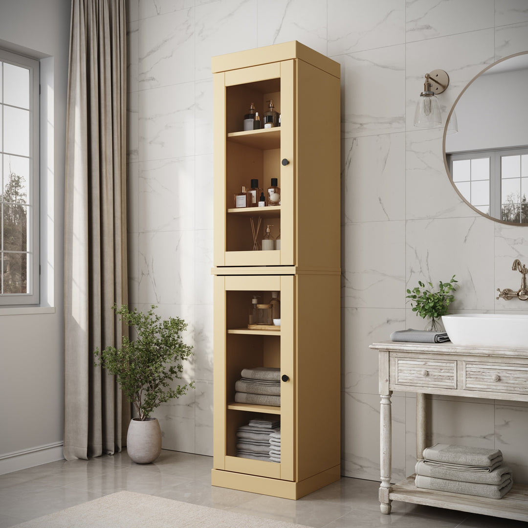 100% Solid Wood Bathroom Storage Cabinet, Adjustable Shelves, 16.5" Wide, 35.75" Tall