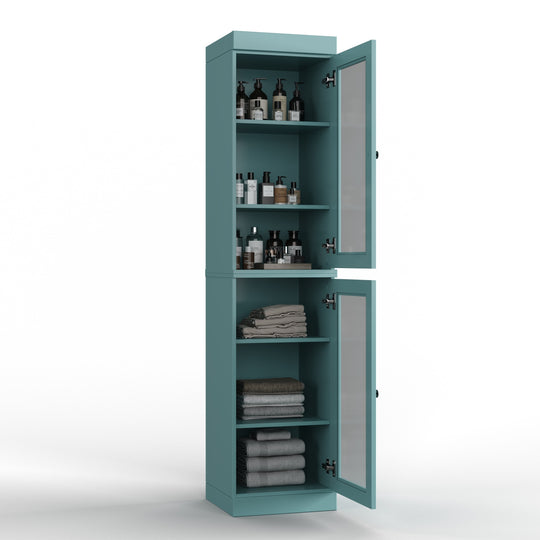 100% Solid Wood Bathroom Storage Cabinet, Adjustable Shelves, 16.5" Wide, 35.75" Tall