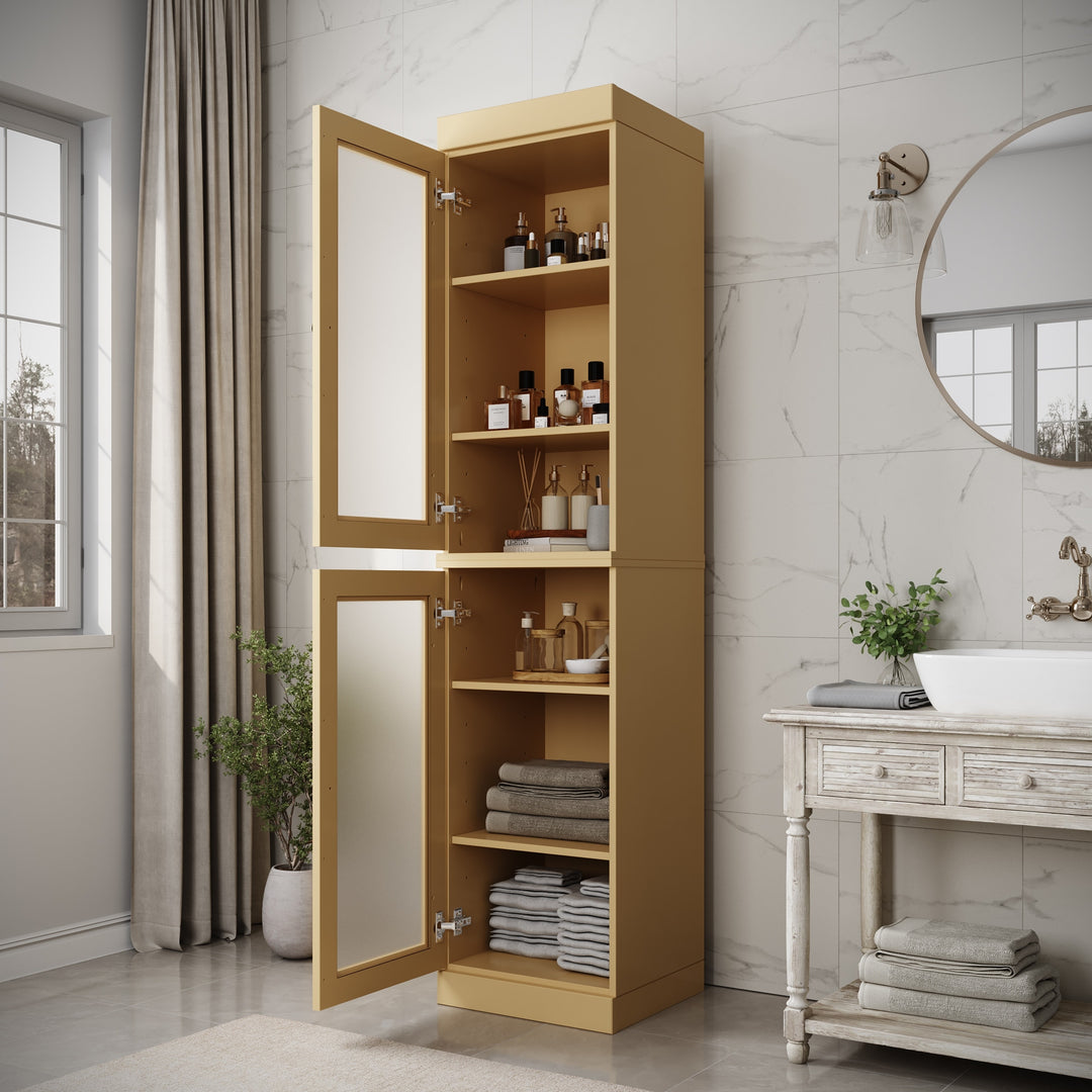 100% Solid Wood Bathroom Storage Cabinet, Adjustable Shelves, 16.5" Wide, 35.75" Tall