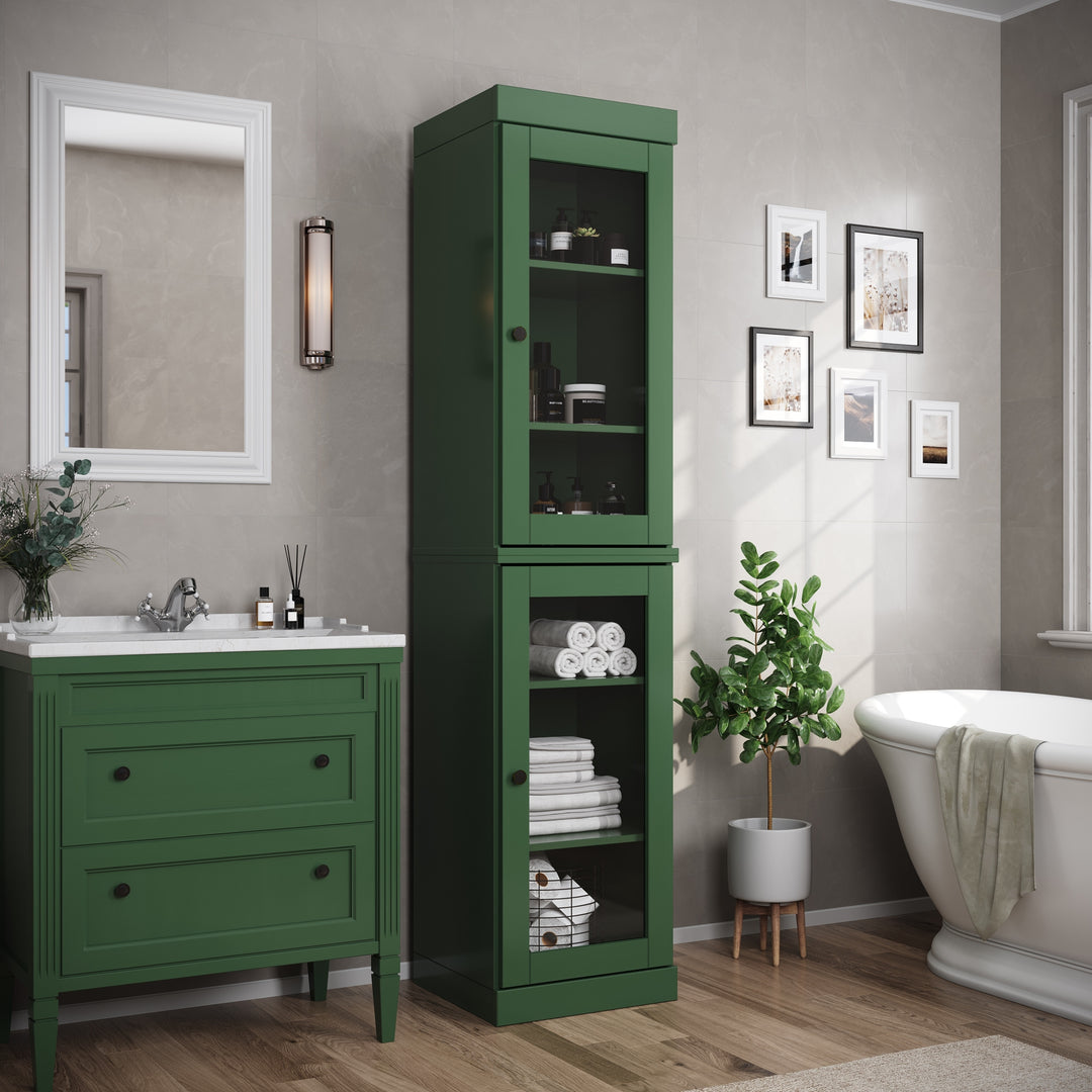 100% Solid Wood Bathroom Storage Cabinet, Adjustable Shelves, 16.5" Wide, 35.75" Tall