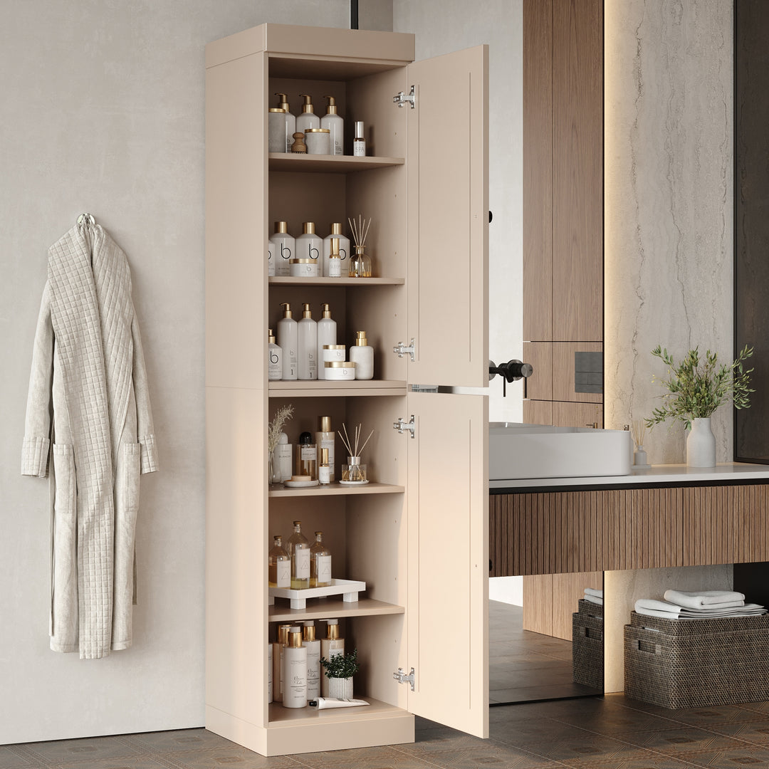 100% Solid Wood Bathroom Storage Cabinet, Adjustable Shelves, 16.5" Wide, 35.75" Tall