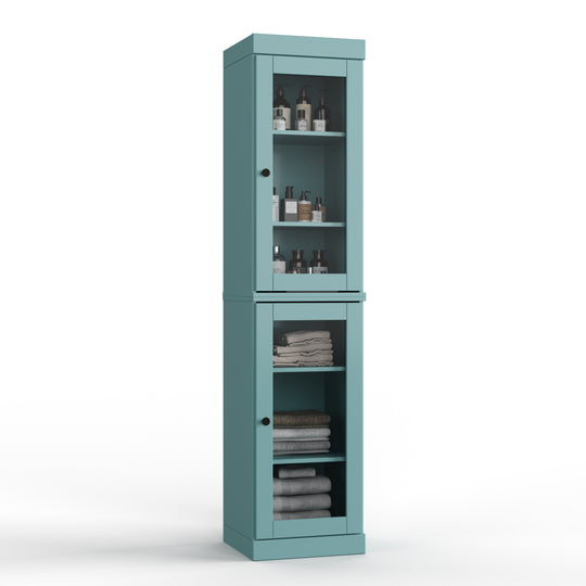 100% Solid Wood Bathroom Storage Cabinet, Adjustable Shelves, 16.5" Wide, 35.75" Tall