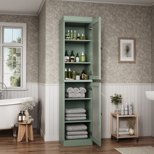 100% Solid Wood Bathroom Storage Cabinet, Adjustable Shelves, 16.5" Wide, 35.75" Tall