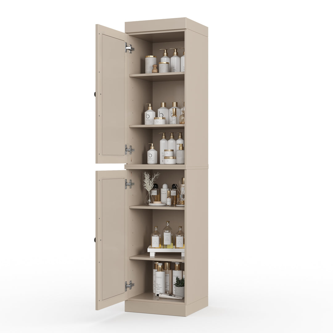 100% Solid Wood Bathroom Storage Cabinet, Adjustable Shelves, 16.5" Wide, 35.75" Tall